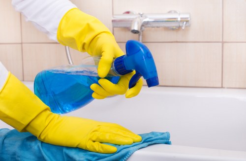 Deep cleaning equipment and protective gear prepared for use